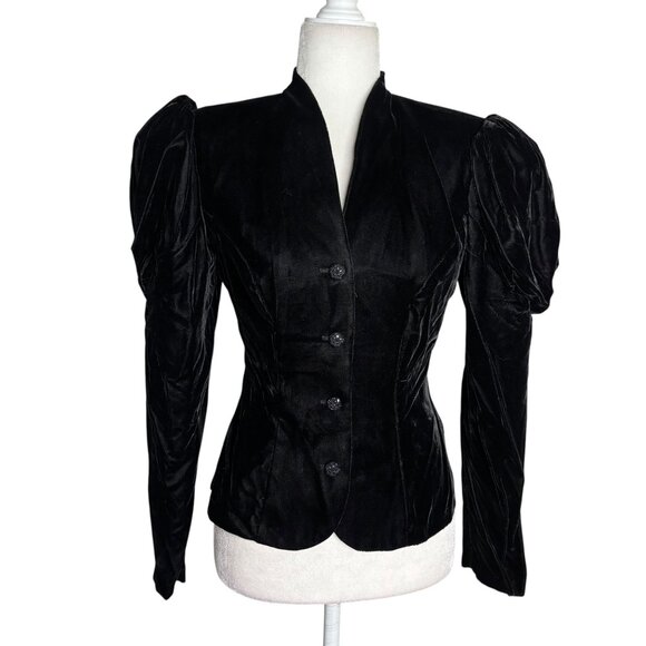 Vintage Scott McClintock Velvet Puff Sleeve Jacket Small Button Up Goth Formal - Picture 1 of 7